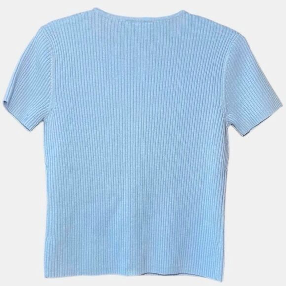 Talbots Wool Ribbed Short Sleeve Sweater in Light Blue Women’s S - Picture 2 of 4
